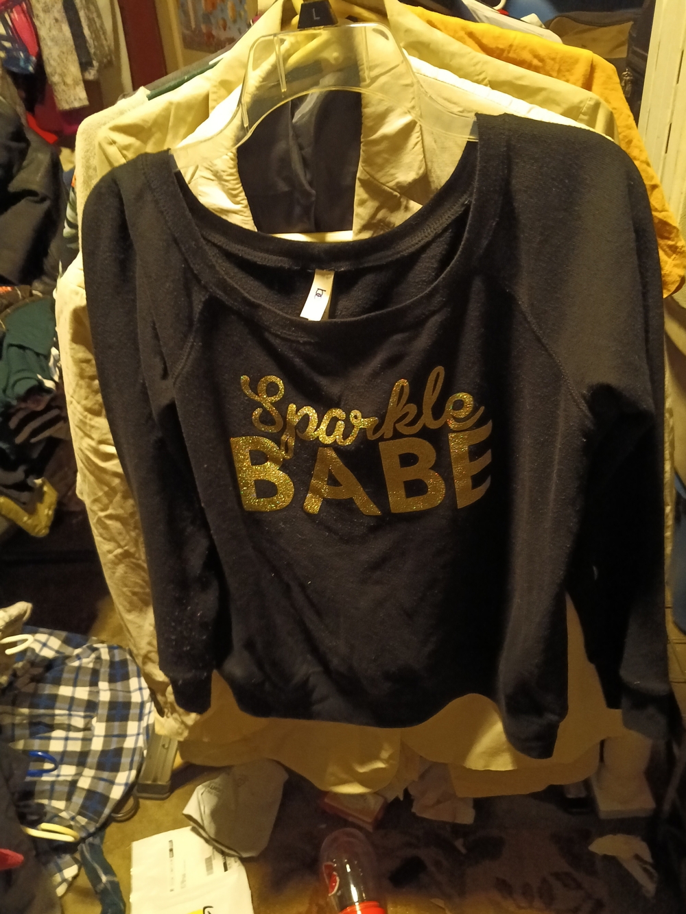 Belle Du Jour Black Kids Sweatshirt with Gold Glitter "Sparkle BABE"